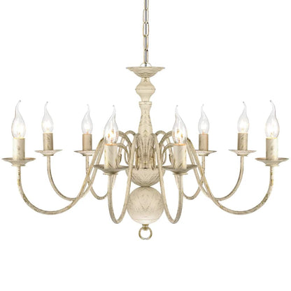 241383 Antique White Metal Chandelier 8 x E14 Bulbs 5