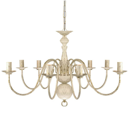 241383 Antique White Metal Chandelier 8 x E14 Bulbs 3