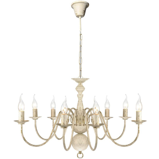 Antique Metal Chandelier 8 x E14 Bulbs White