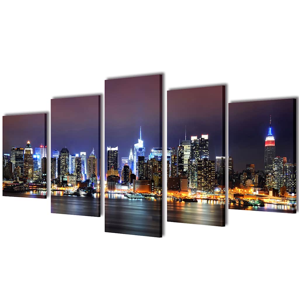 vidaXL Canvas Wall Print Set Colourful New York Skyline 200 x 100 cm 1
