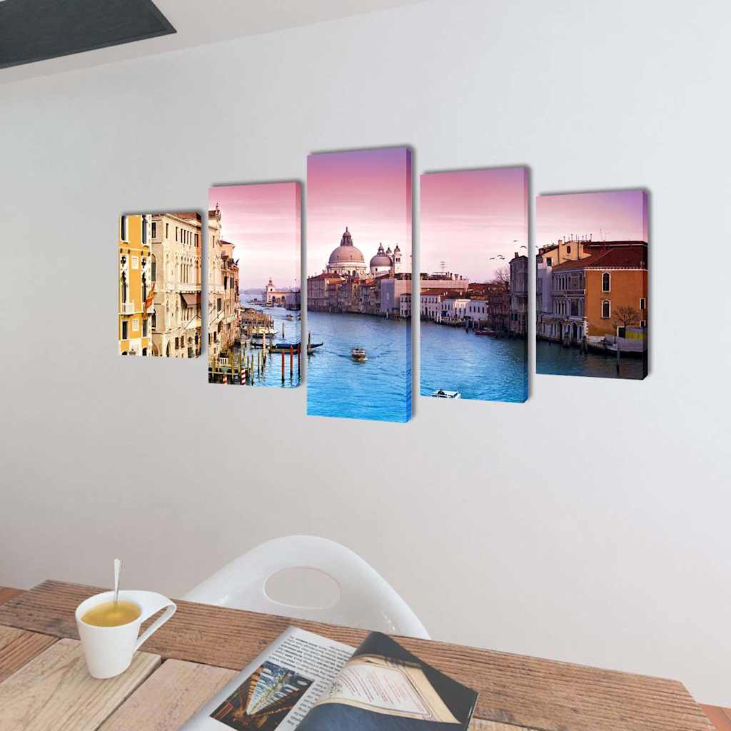 vidaXL Canvas Wall Print Set Venice 200 x 100 cm 2
