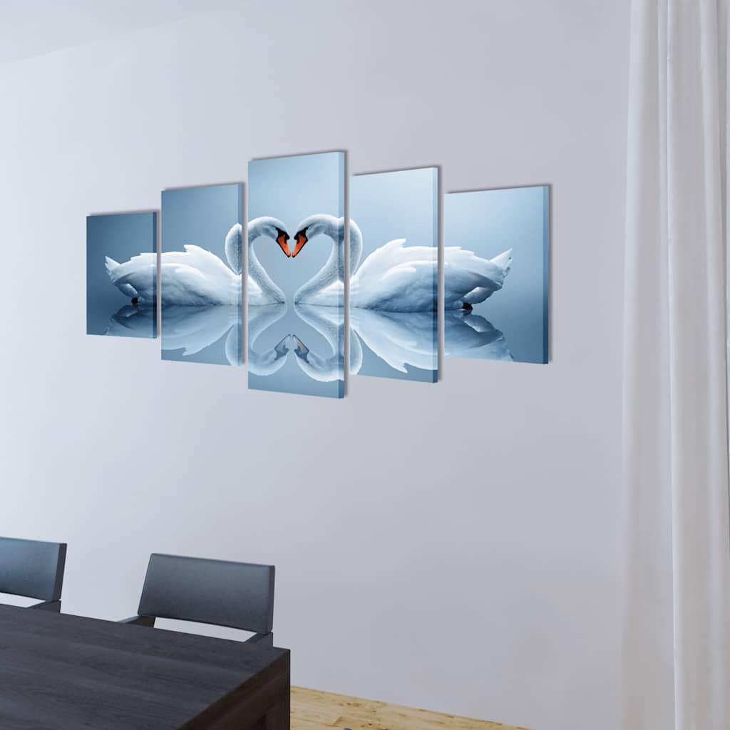 vidaXL Canvas Painting | Various blues and whites | Canvas, wood | 200 x 100 cm 2
