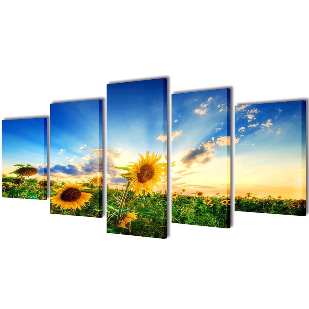 vidaXL Canvas Wall Print Set Sunflower 200 x 100 cm 1