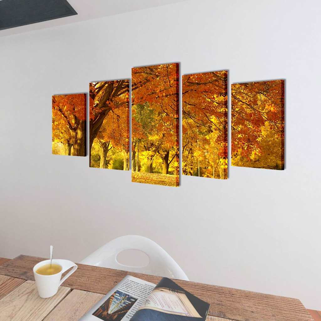 vidaXL Canvas Wall Print Set Maple 200 x 100 cm 2
