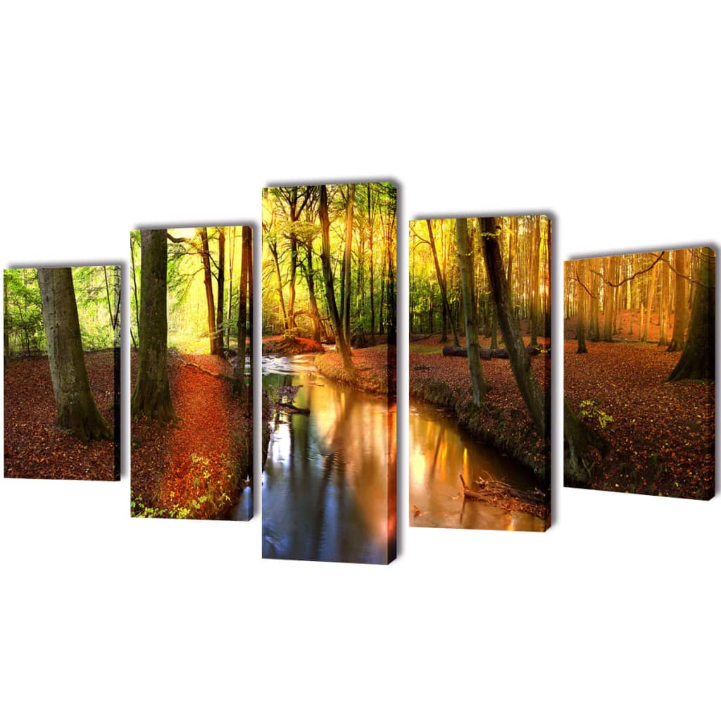vidaXL Canvas Wall Print Set Forest 200 x 100 cm 1