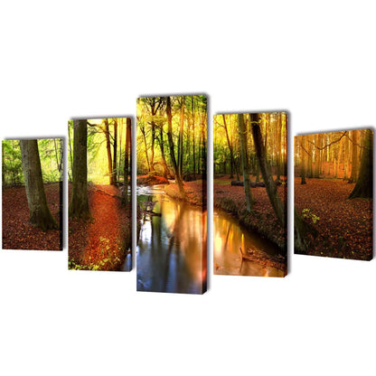 vidaXL Canvas Wall Print Set Forest 200 x 100 cm 1