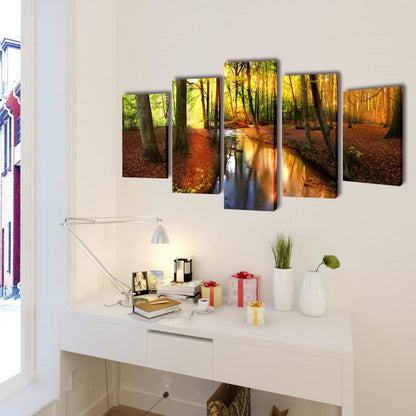 vidaXL Canvas Wall Print Set Forest 200 x 100 cm 2