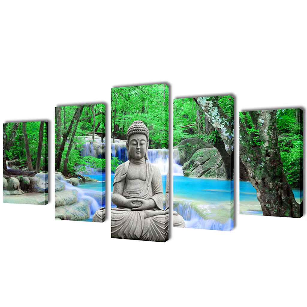 vidaXL Canvas Wall Print Set Buddha 200 x 100 cm 1
