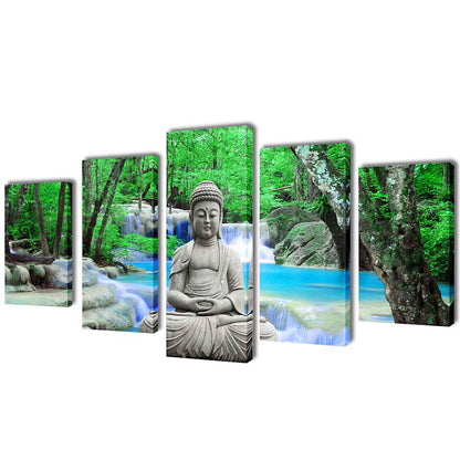 vidaXL Canvas Wall Print Set Buddha 200 x 100 cm 1