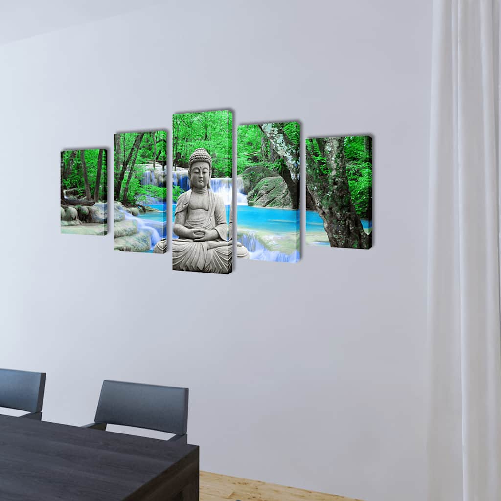 vidaXL Canvas Wall Print Set Buddha 200 x 100 cm 2