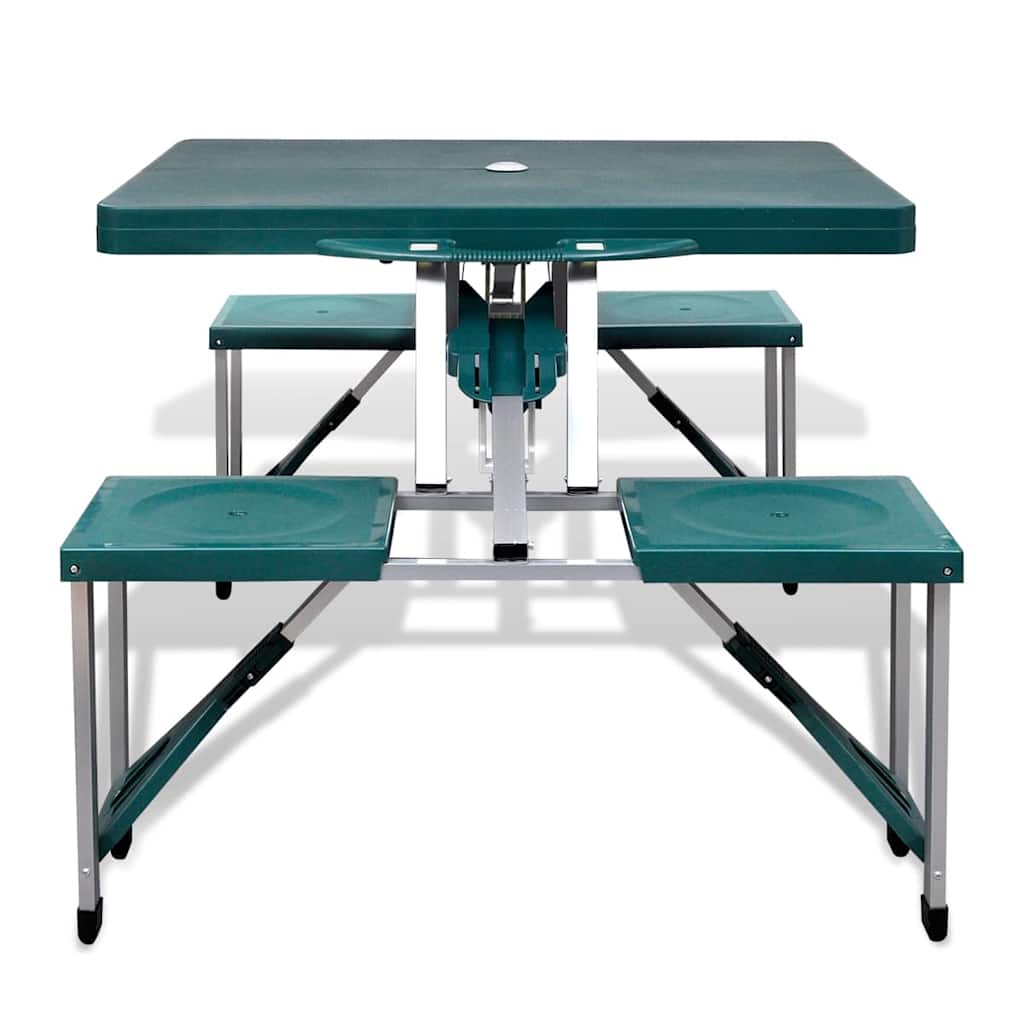 vidaXL Foldable Camping Table Set with 4 Stools Aluminium Extra Light Green 2