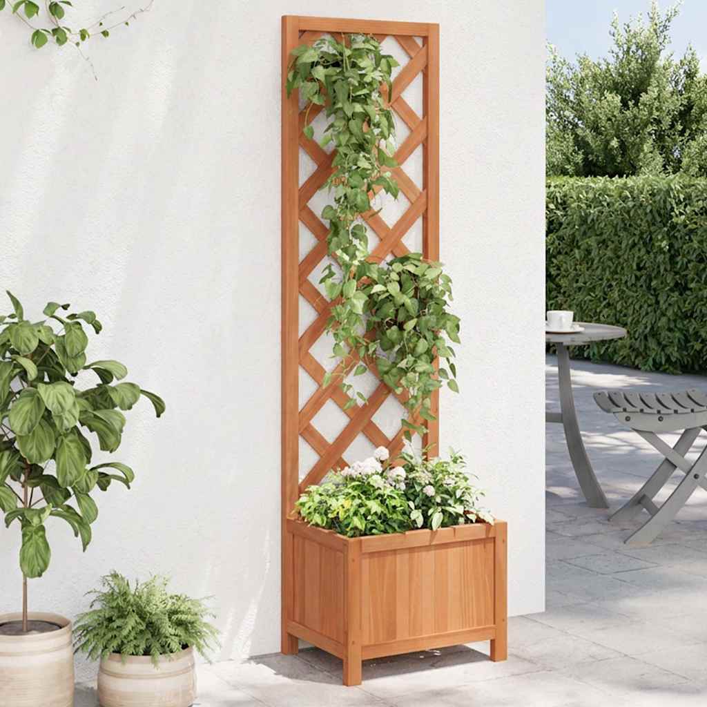 vidaXL Planter with Trellis 40x30x135 cm Solid Wood Fir 1