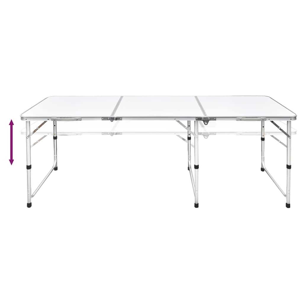 vidaXL Foldable Camping Table Height Adjustable Aluminium 180 x 60 cm 3