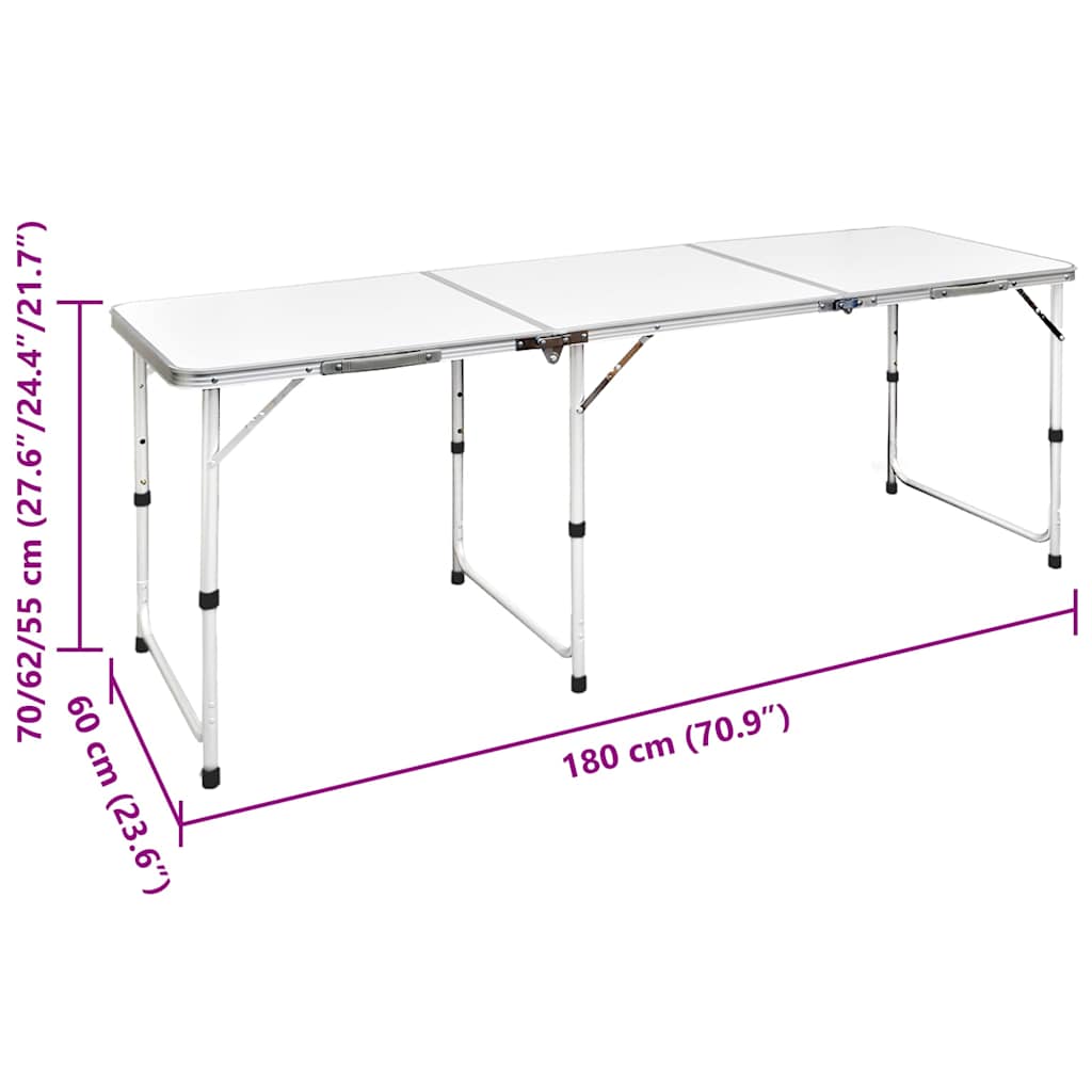 vidaXL Foldable Camping Table Height Adjustable Aluminium 180 x 60 cm 4