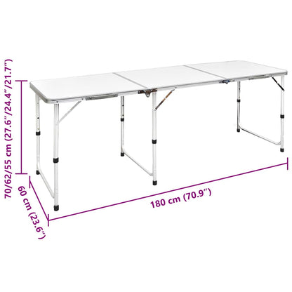 vidaXL Foldable Camping Table Height Adjustable Aluminium 180 x 60 cm 4