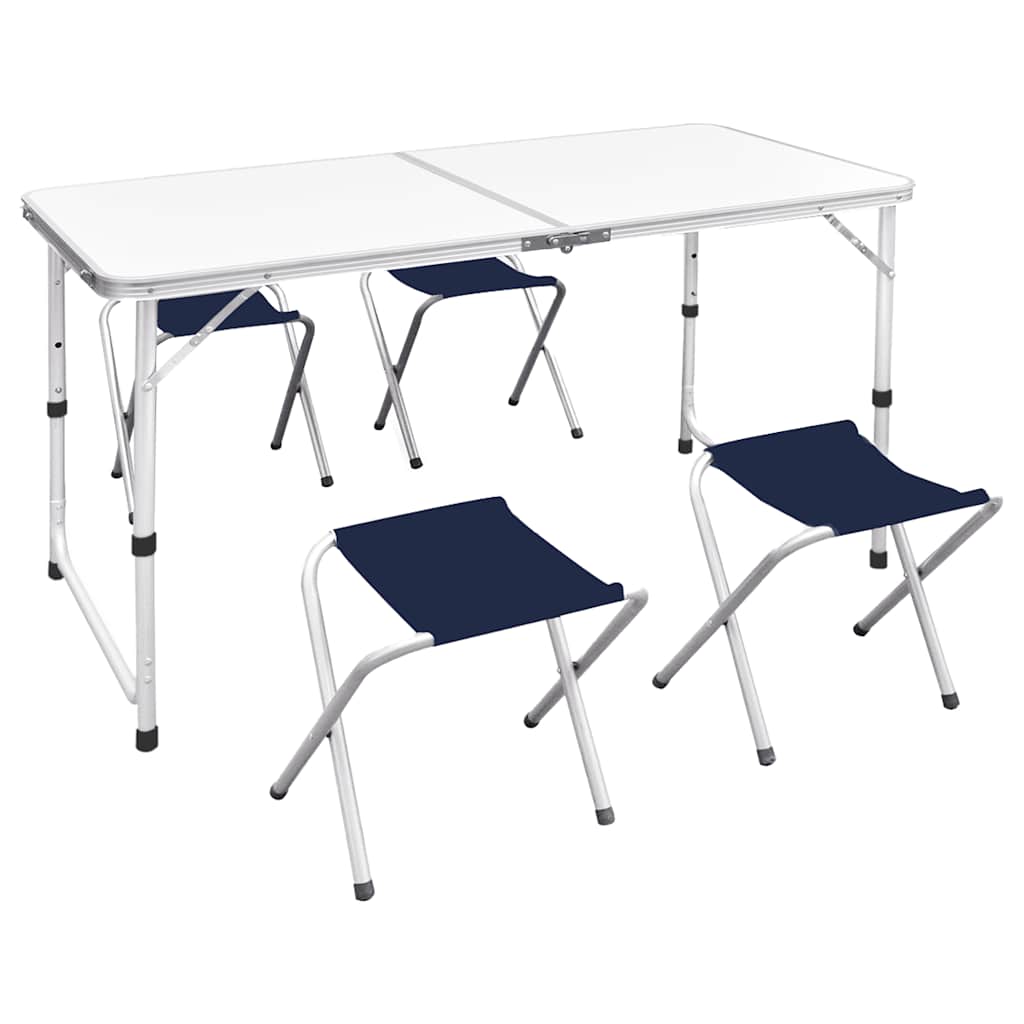 vidaXL Foldable Camping Table Set with 4 Stools 120x60 cm 1