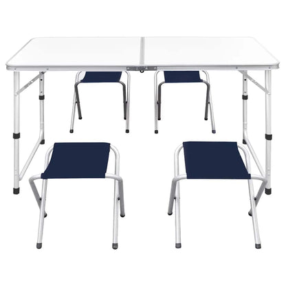 Foldable Camping Height Adjustable Aluminium 120 x 60 cm Table set