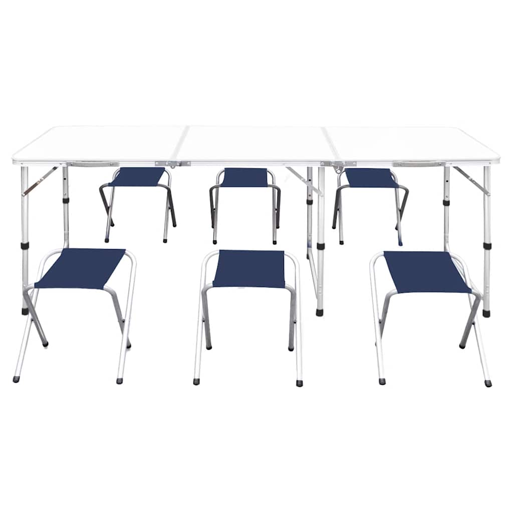 Foldable Camping Height Adjustable Aluminium 180 x 60 cm Table set