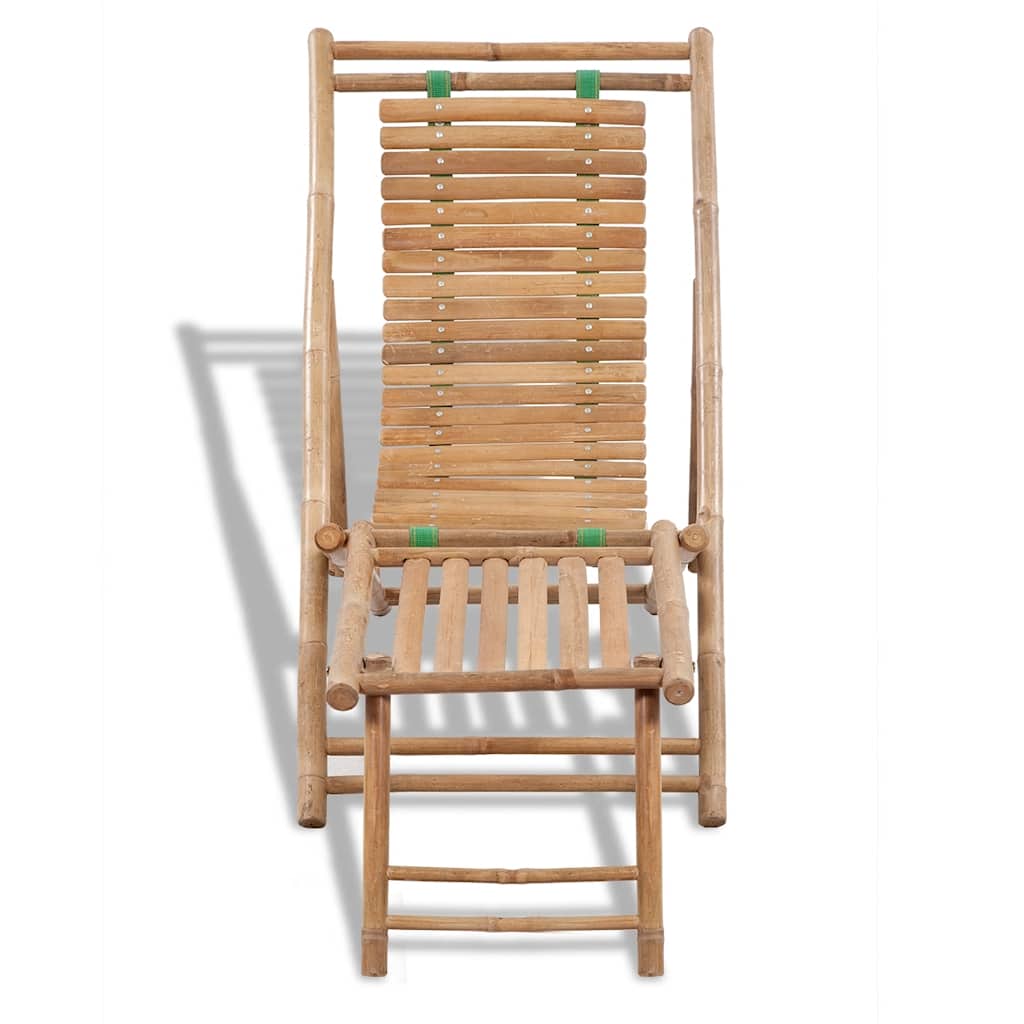 vidaXL Outdoor Deck Chair with Footrest Bamboo 2