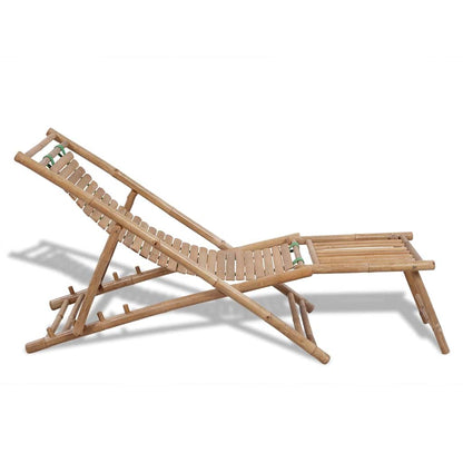 vidaXL Outdoor Deck Chair with Footrest Bamboo 3