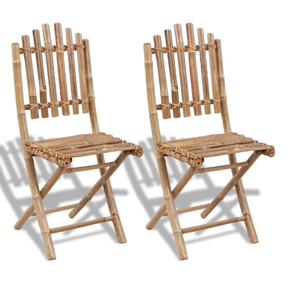 vidaXL Folding Chairs 2 pcs Bamboo 1