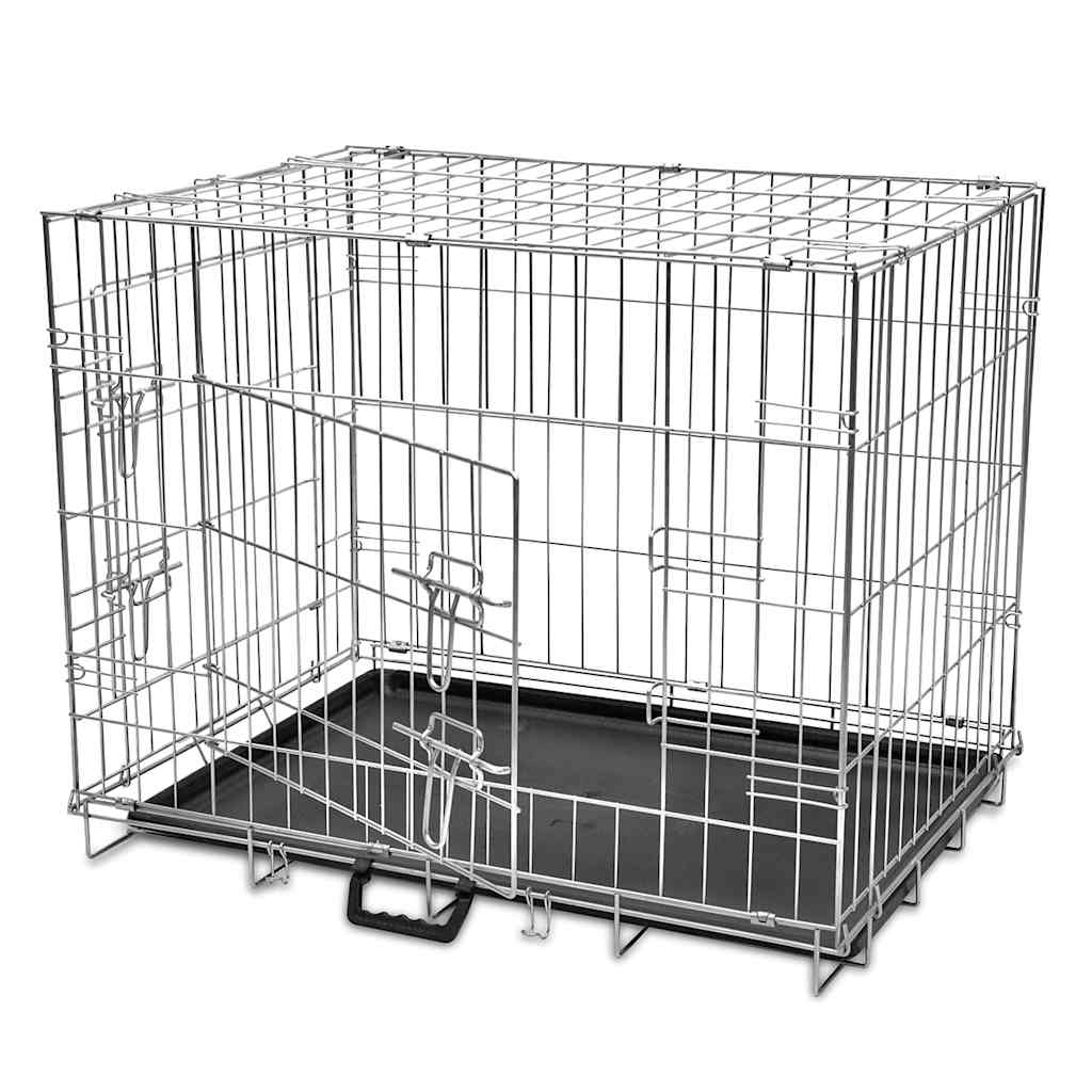 vidaXL Dog Crate | Galvanised steel | Galvanised steel and plastic | M 1