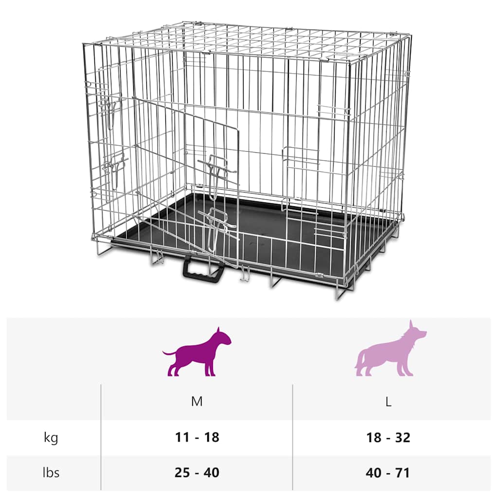 vidaXL Dog Crate | Galvanised steel | Galvanised steel and plastic | M 6
