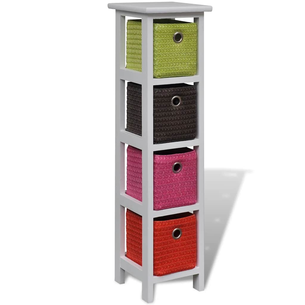 vidaXL Storage Rack with Multi-colour Baskets Paulownia Wood 1