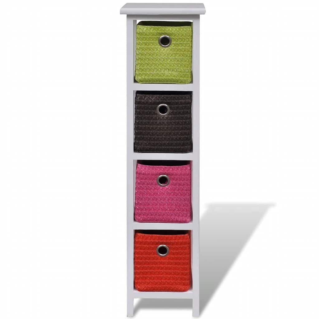 vidaXL Storage Rack with Multi-colour Baskets Paulownia Wood 2