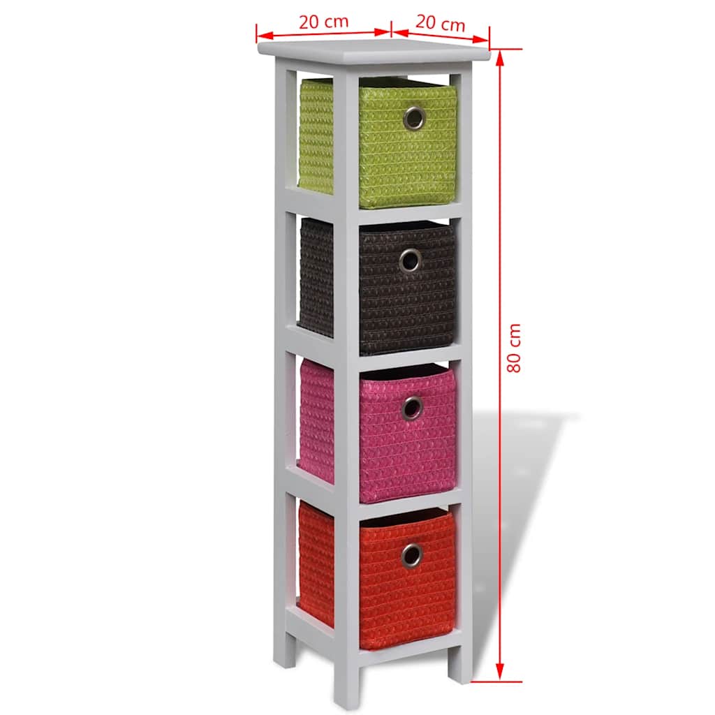 vidaXL Storage Rack with Multi-colour Baskets Paulownia Wood 4