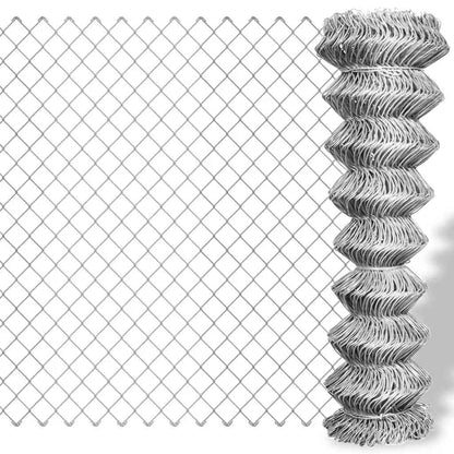141487 vidaXL Chain Link Fence Galvanised Steel 15x1,25 m Silver 1
