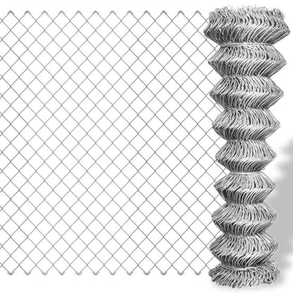 141491 vidaXL Chain Link Fence Galvanised Steel 25x1 m Silver 1