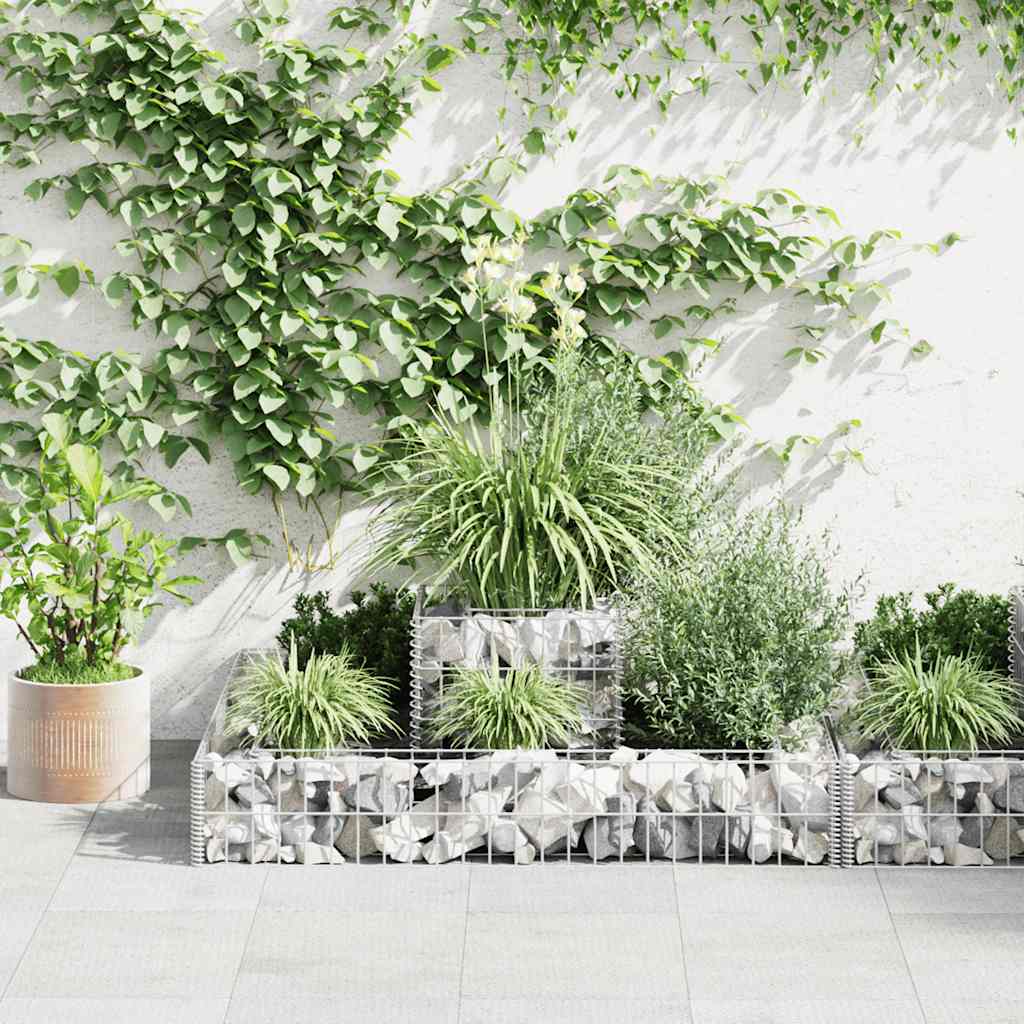 141625 vidaXL Gabion Planter Galvanised Steel 120x120x20 3