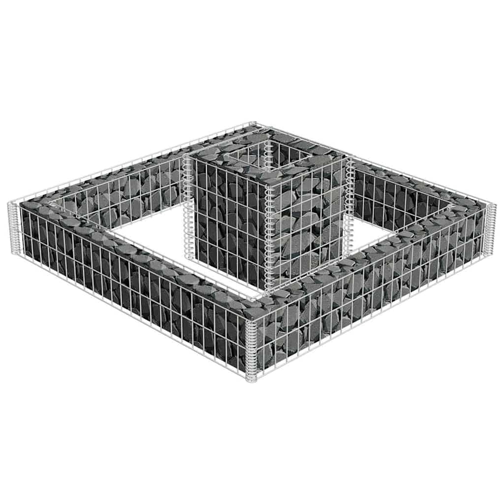 141625 vidaXL Gabion Planter Galvanised Steel 120x120x20 6