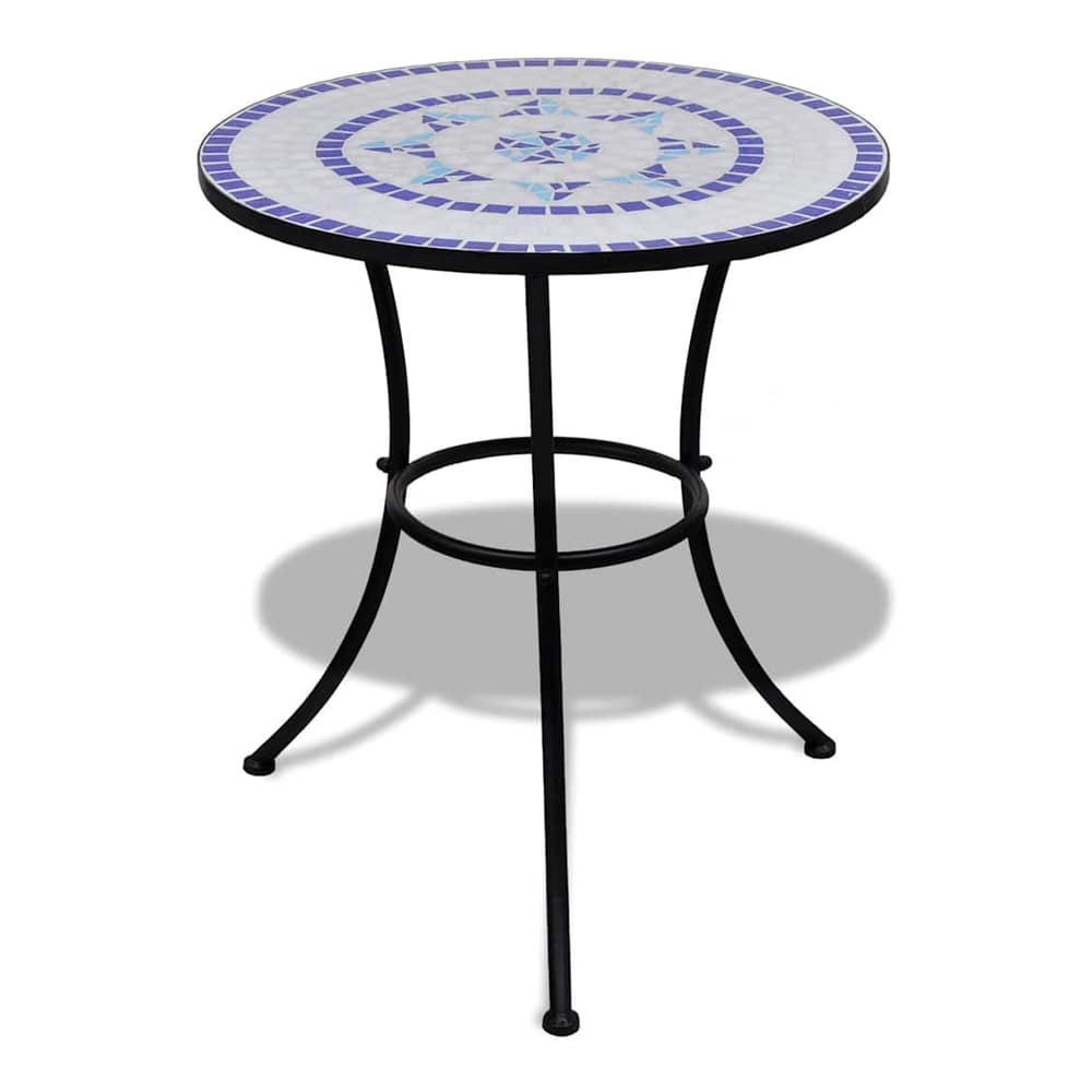 3 Piece Bistro Set Ceramic Tile Blue and white Round