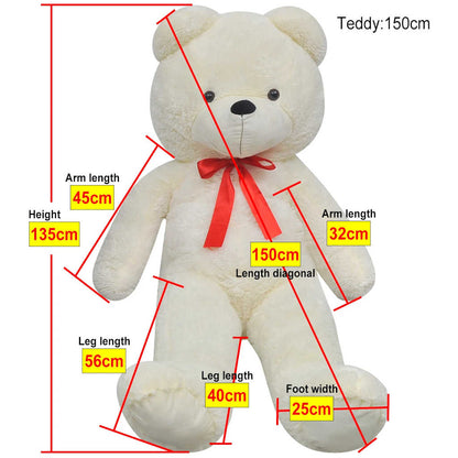 vidaXL XXL Soft Plush Teddy Bear Toy White 135 cm 5