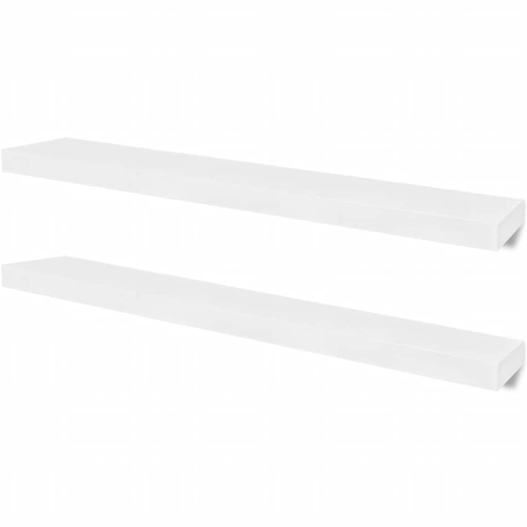 vidaXL 2 White MDF Floating Wall Display Shelves Book/DVD Storage 2