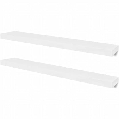 vidaXL 2 White MDF Floating Wall Display Shelves Book/DVD Storage 2