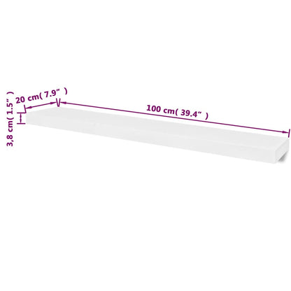 vidaXL 2 White MDF Floating Wall Display Shelves Book/DVD Storage 5