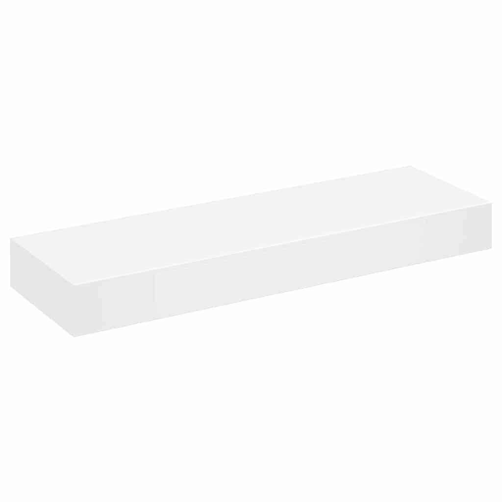 White MDF Floating Wall Display Shelf 1 Drawer Book/DVD Storage 2