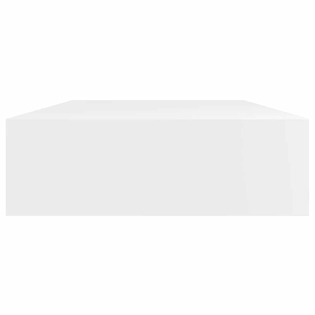 White MDF Floating Wall Display Shelf 1 Drawer Book/DVD Storage 5