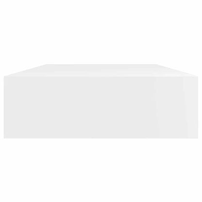 White MDF Floating Wall Display Shelf 1 Drawer Book/DVD Storage 5