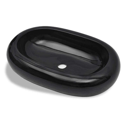 Ceramic Bathroom Sink Basin Oval Black
