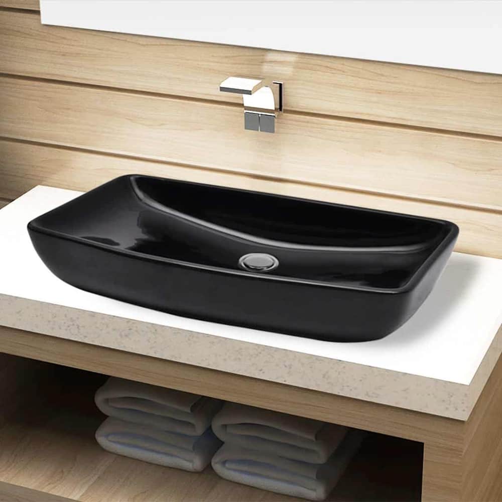 Ceramic Bathroom Sink Basin Rectangular Black