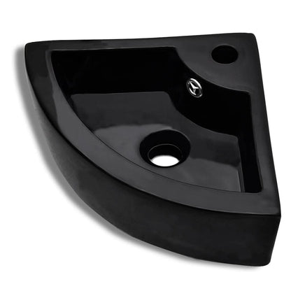 vidaXL Wash Basin with Overflow 45x32x12.5 cm Black 2