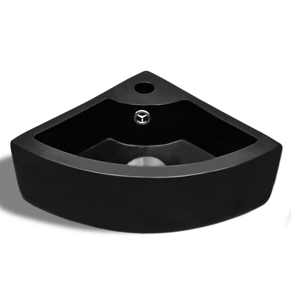 vidaXL Wash Basin with Overflow 45x32x12.5 cm Black 3
