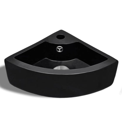 vidaXL Wash Basin with Overflow 45x32x12.5 cm Black 3