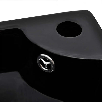 vidaXL Wash Basin with Overflow 45x32x12.5 cm Black 5