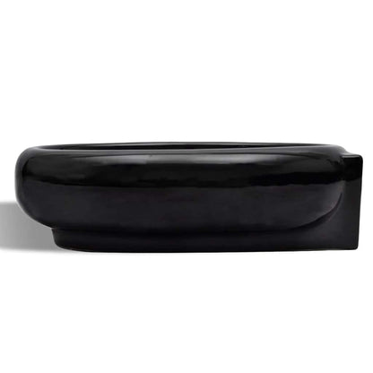 Ceramic Bathroom Sink Basin Faucet/Overflow Hole Black Round 3