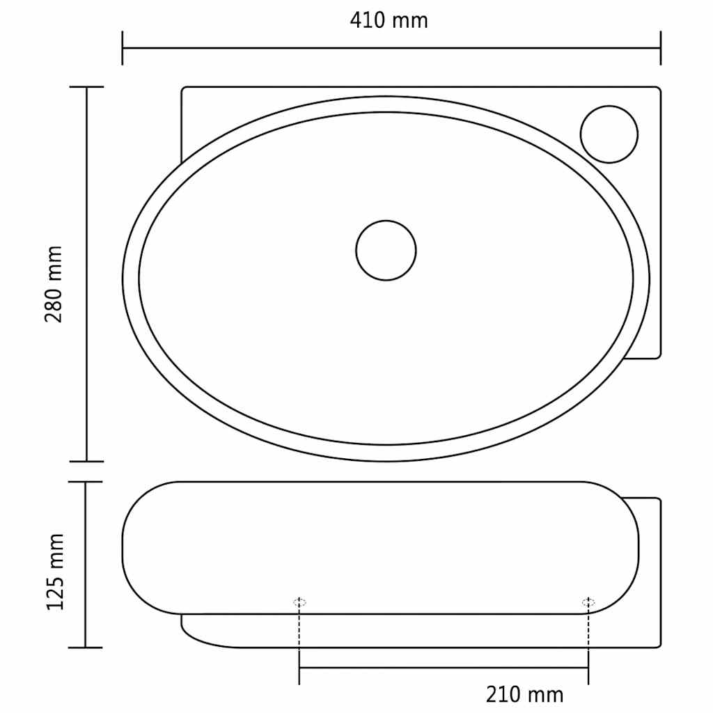 Ceramic Bathroom Sink Basin Faucet/Overflow Hole Black Round 6